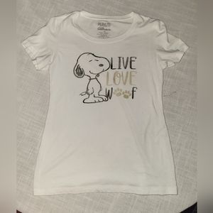 Peanuts Live Laugh Woof Snoopy Shirt Womens Faded PP Sample Rare Tee NWOT- XL